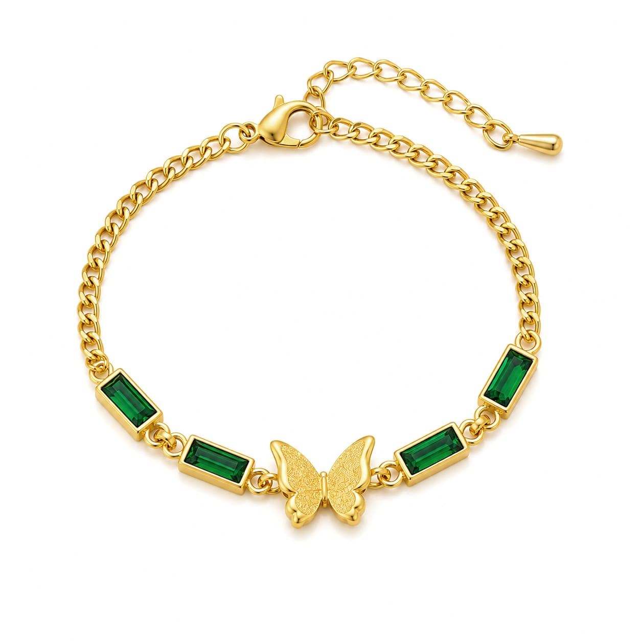 Emerald Flutter Charm Bracelet