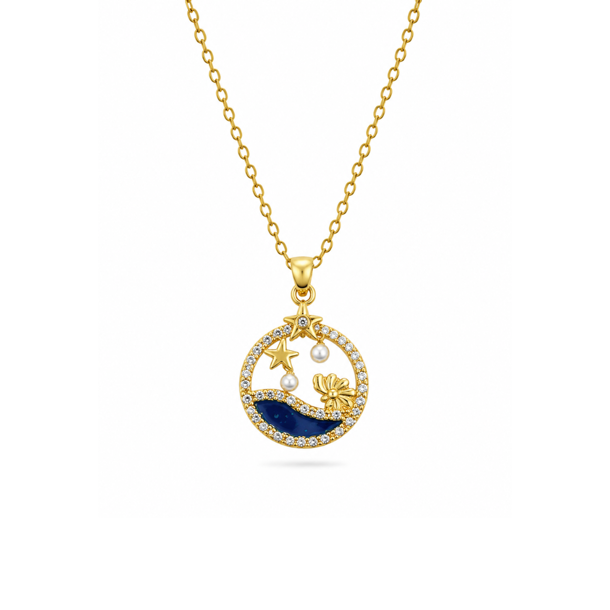 Celestia Pearl Star Pendant Necklace