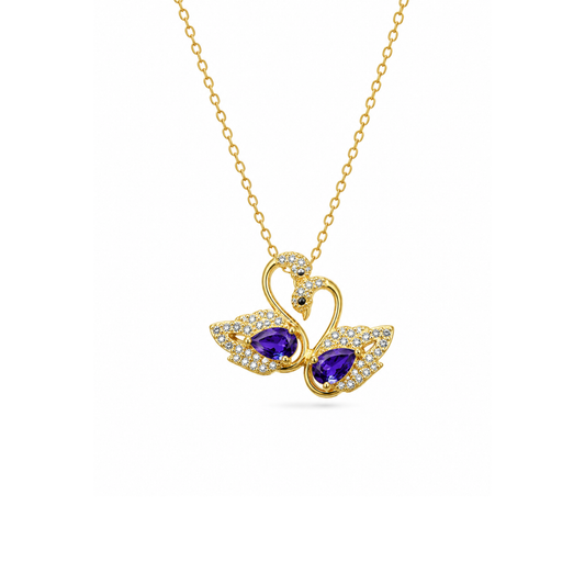 Amethyst Swan Pendant Necklace