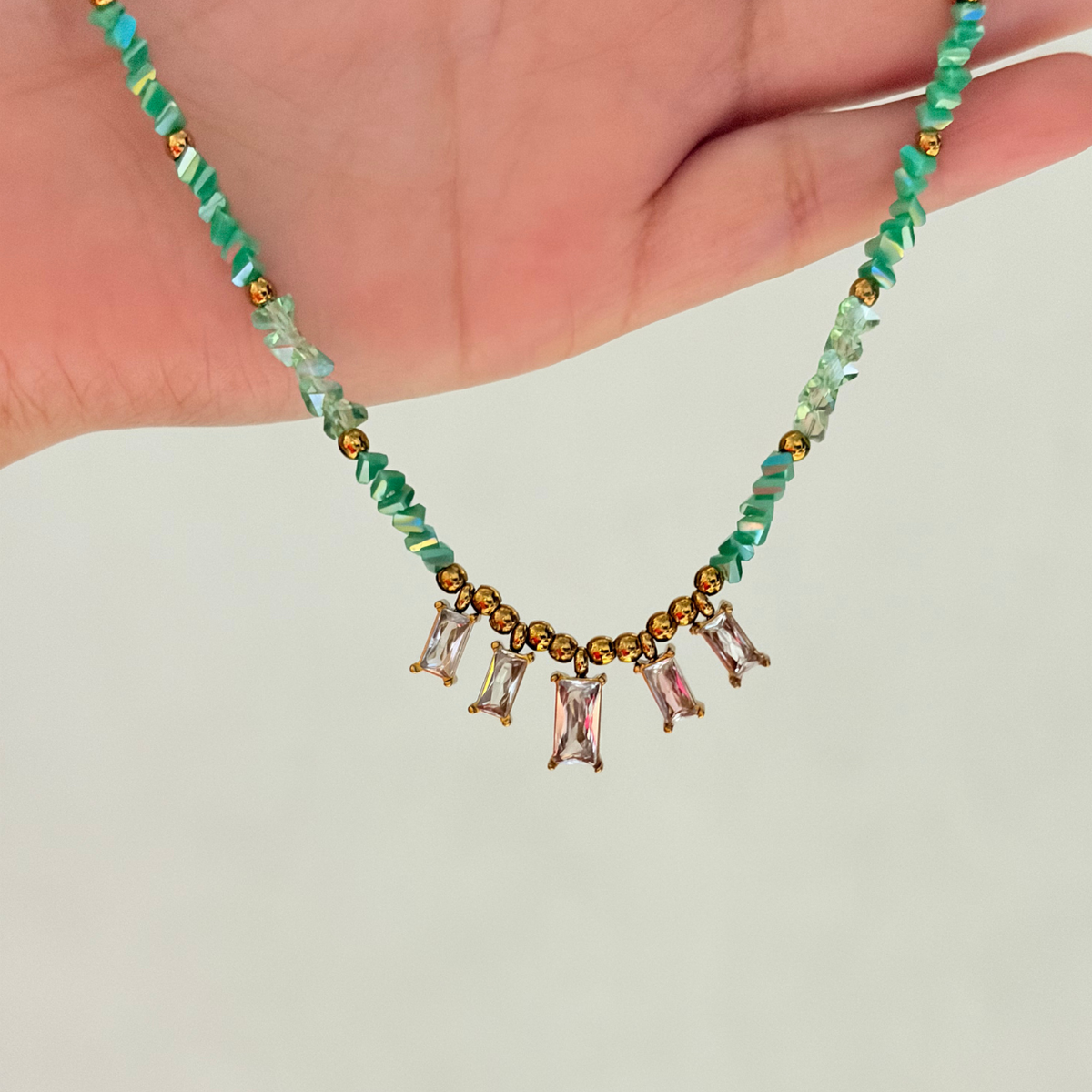 Emerald Crystal Anti-Tarnish Necklace