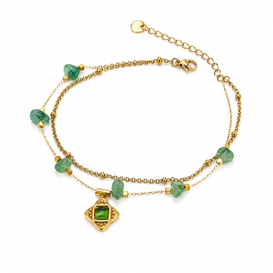 Celeste Emerald Charm Dual Layer Bracelet