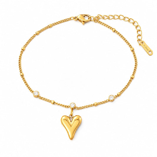 Golden Heart Charm Bracelet